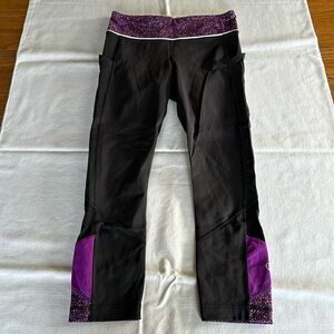 Lululemon Pace Rival Crop 4 Black / Tender Violet
